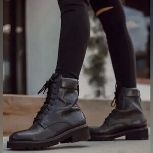 FRYE Allison Combat Boots-Black